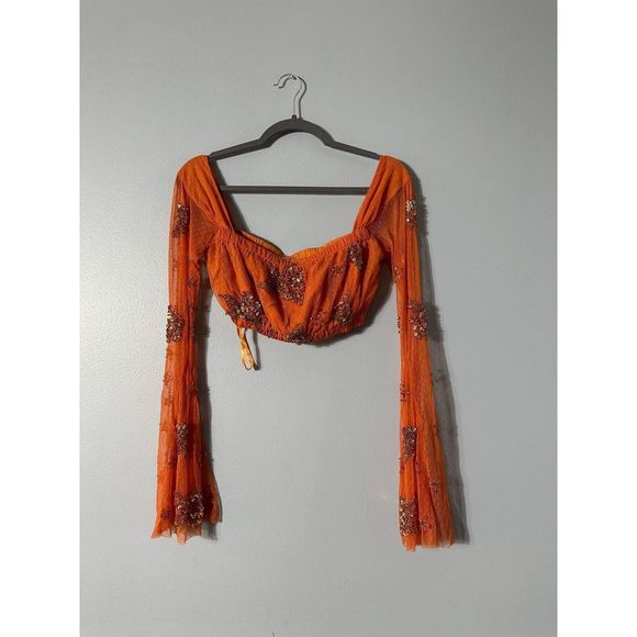 New Free People Summer Spice Top size Small in orange color - Picture 3 of 7